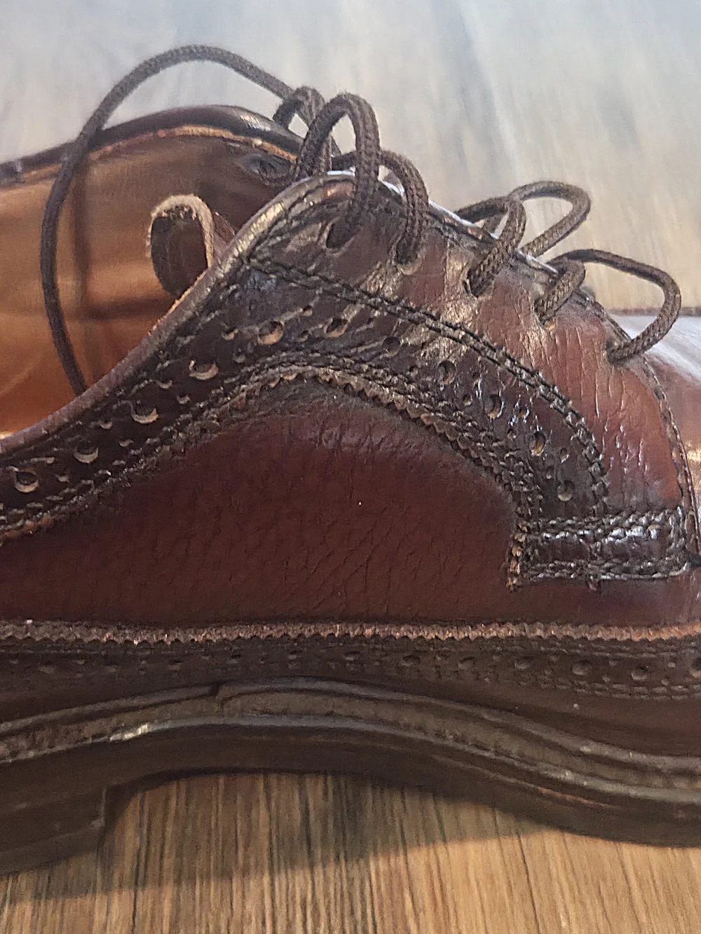 Vintage Florsheim Imperial Kenmoor Brown Pebble Grain Shortwing 7.5 D